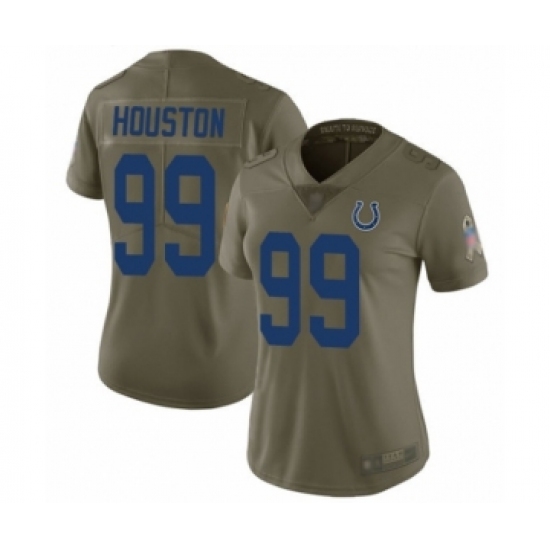 Women's Indianapolis Colts #99 Justin Houston Limited Olive 2017 Salute to Service Football Jersey - Ujersey