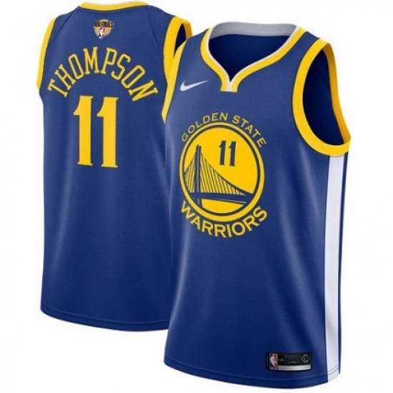 Men's Nike Golden State Warriors #11 Klay Thompson Swingman Royal Blue Road 2018 NBA Finals Bound NBA Jersey - Icon Edition - Ujersey