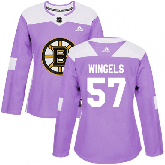 Women's Adidas Boston Bruins #57 Tommy Wingels Authentic Purple Fights Cancer Practice NHL Jersey - Ujersey