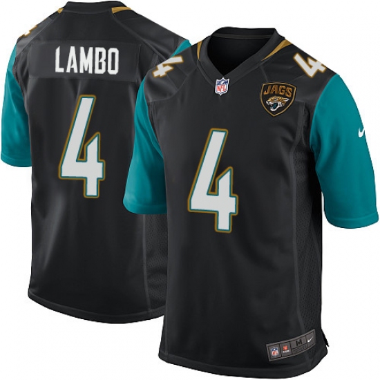 Men's Nike Jacksonville Jaguars #4 Josh Lambo Game Black Alternate NFL Jersey - Ujersey