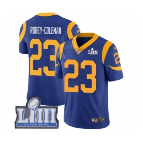 Men's Nike Los Angeles Rams #23 Nickell Robey-Coleman Royal Blue Alternate Vapor Untouchable Limited Player Super Bowl LIII Bound NFL Jersey - Ujersey