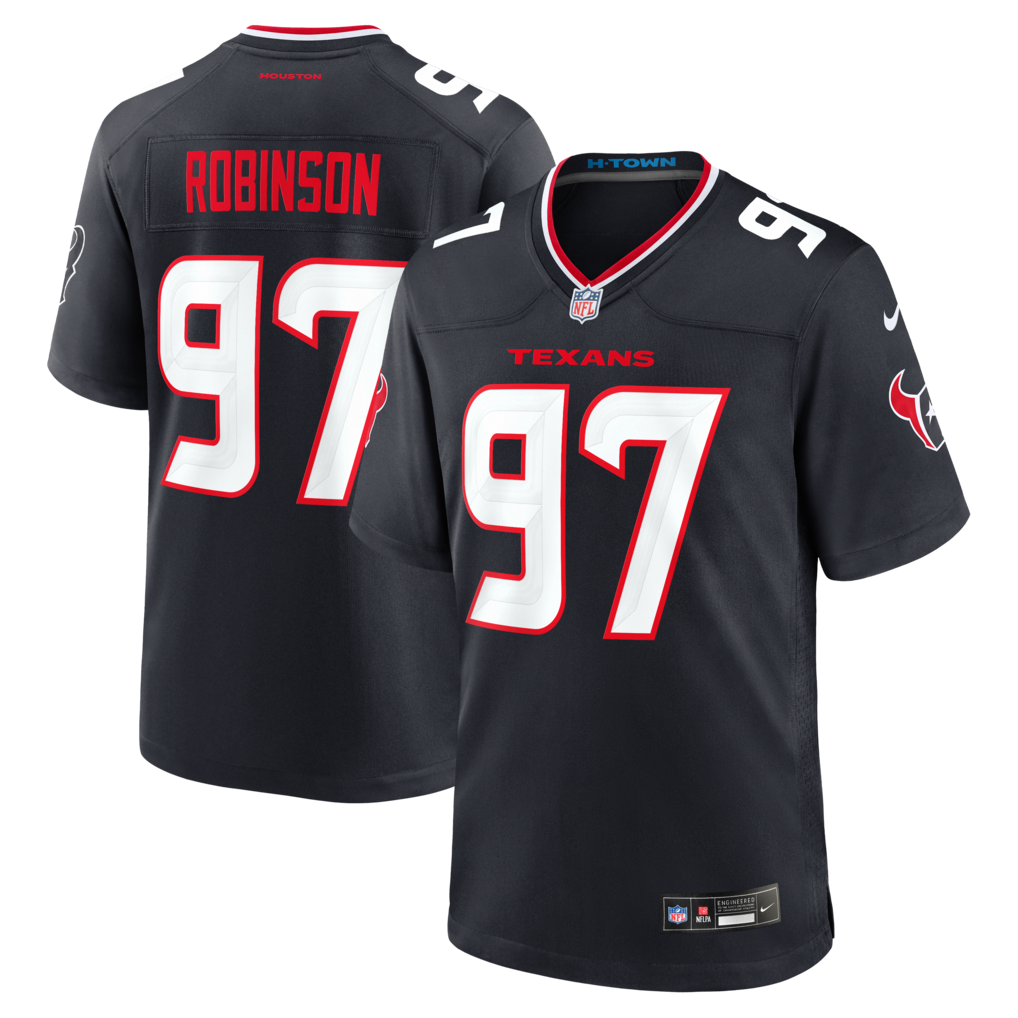 Men's Houston Texans Dominique Robinson Nike Navy Team Game Jersey - SUjersey01