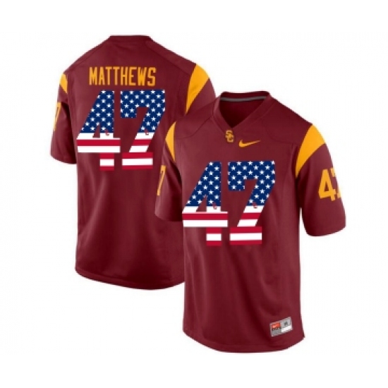 USC Trojans 47 Clay Matthews Red USA Flag College Football Jersey - Ujersey