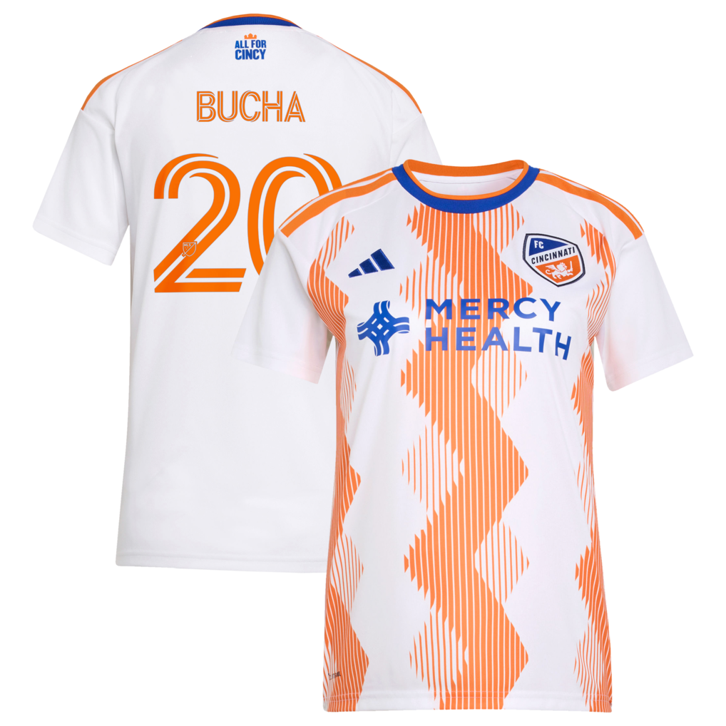 Women's FC Cincinnati Pavel Bucha adidas White 2026 The Seven Hills Kit Replica Jersey - Ujersey