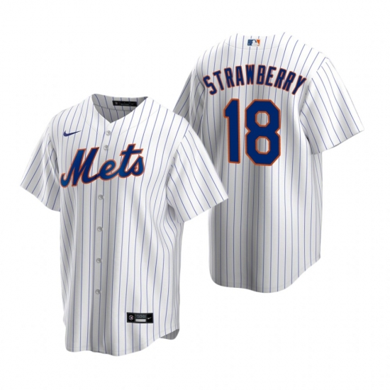Men's Nike New York Mets #18 Darryl Strawberry White 2020 Home Stitched Baseball Jersey - Ujersey