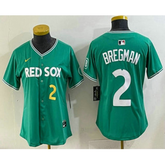 Women's Boston Red Sox #2 Alex Bregman Green 2025 City Connect Player Name Limited Jersey - Ujersey