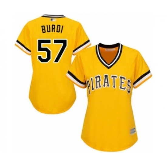 Women's Pittsburgh Pirates #57 Nick Burdi Authentic Gold Alternate Cool Base Baseball Player Jersey - Ujersey