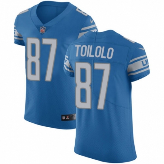 Men's Nike Detroit Lions #87 Levine Toilolo Blue Team Color Vapor Untouchable Elite Player NFL Jersey - Ujersey