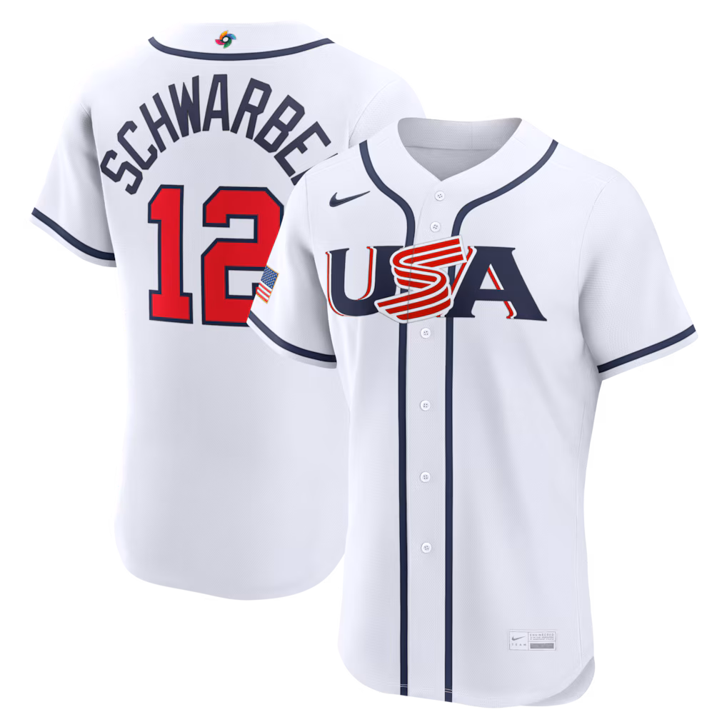 Men's USA Baseball Kyle Schwarber Nike White 2026 World Baseball Classic Home Authentic Jersey - ujerseystore