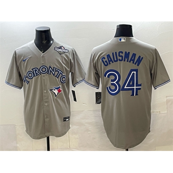 Men's Toronto Blue Jays #34 Kevin Gausman Gray 2025 World Series Cool Base Stitched Baseball Jersey - Ujersey