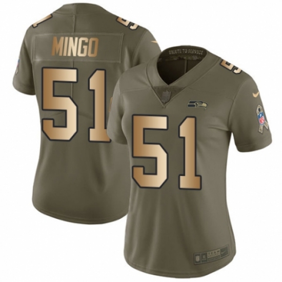 Women's Nike Seattle Seahawks #51 Barkevious Mingo Limited Olive/Gold 2017 Salute to Service NFL Jersey - Ujersey
