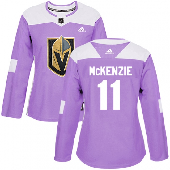 Women's Adidas Vegas Golden Knights #11 Curtis McKenzie Authentic Purple Fights Cancer Practice NHL Jersey - Ujersey