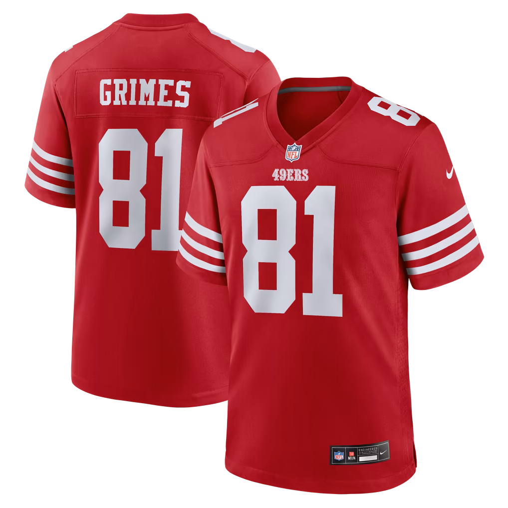 Men's San Francisco 49ers Wesley Grimes Nike Scarlet Team Game Jersey