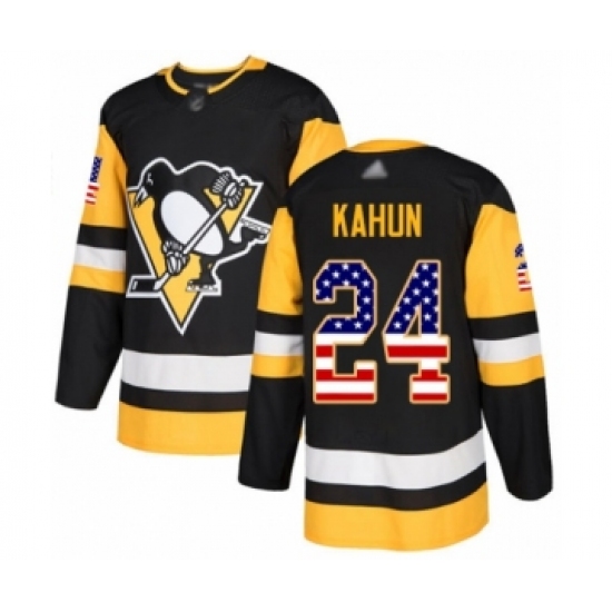 Men's Pittsburgh Penguins #24 Dominik Kahun Authentic Black USA Flag Fashion Hockey Jersey - Ujersey