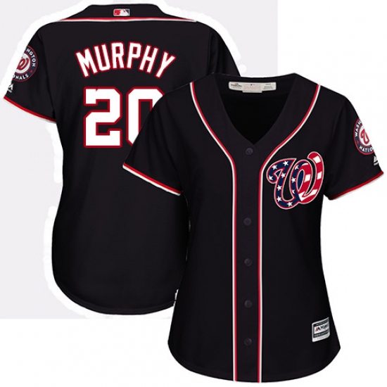 Women's Majestic Washington Nationals #20 Daniel Murphy Authentic Navy Blue Alternate 2 Cool Base MLB Jersey
