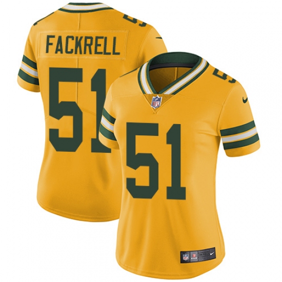 Women's Nike Green Bay Packers #51 Kyler Fackrell Limited Gold Rush Vapor Untouchable NFL Jersey - Ujersey