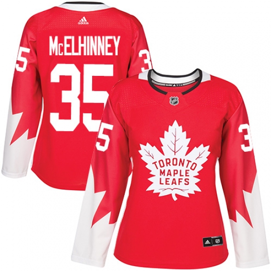 Women's Adidas Toronto Maple Leafs #35 Curtis McElhinney Authentic Red Alternate NHL Jersey - Ujersey