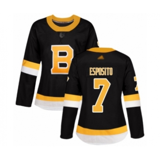Women's Boston Bruins #7 Phil Esposito Authentic Black Alternate Hockey Jersey - Ujersey