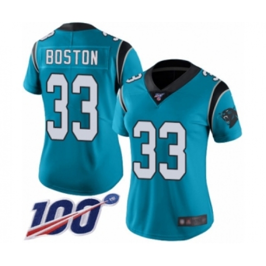 Women's Carolina Panthers #33 Tre Boston Blue Alternate Vapor Untouchable Limited Player 100th Season Football Jersey - Ujersey