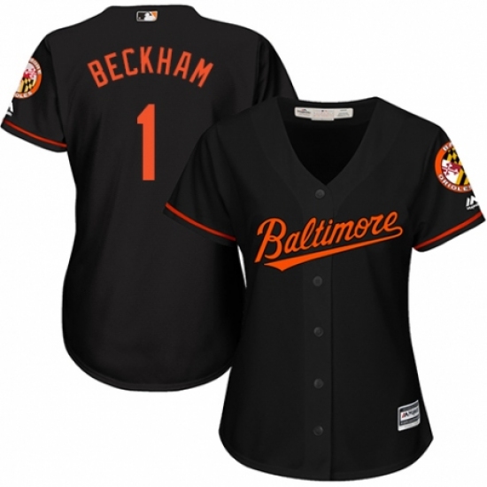 Women's Majestic Baltimore Orioles #1 Tim Beckham Replica Black Alternate Cool Base MLB Jersey - Ujersey