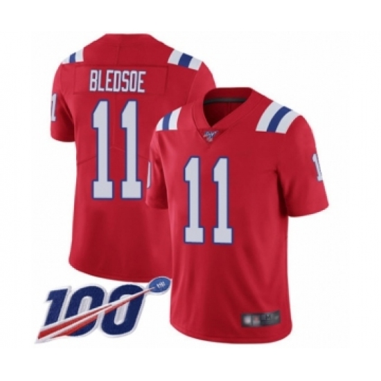 Men's New England Patriots #11 Drew Bledsoe Red Alternate Vapor Untouchable Limited Player 100th Season Football Jersey - Ujersey