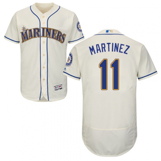 Men's Majestic Seattle Mariners #11 Edgar Martinez Cream Flexbase Authentic Collection MLB Jersey - Ujersey