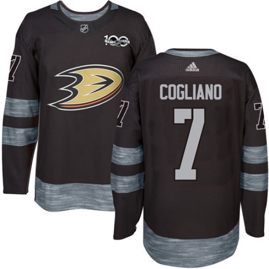 Men's Adidas Anaheim Ducks #7 Andrew Cogliano Authentic Black 1917-2017 100th Anniversary NHL Jersey - Ujersey