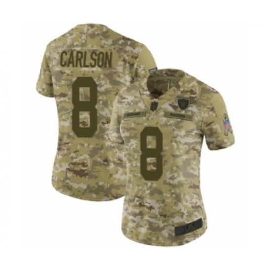 Women's Oakland Raiders #8 Daniel Carlson Limited Camo 2018 Salute to Service Football Jersey