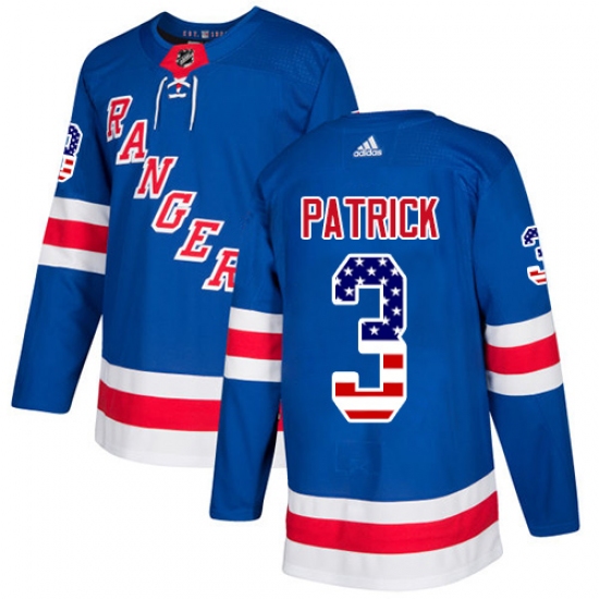 Men's Adidas New York Rangers #3 James Patrick Authentic Royal Blue USA Flag Fashion NHL Jersey - Ujersey