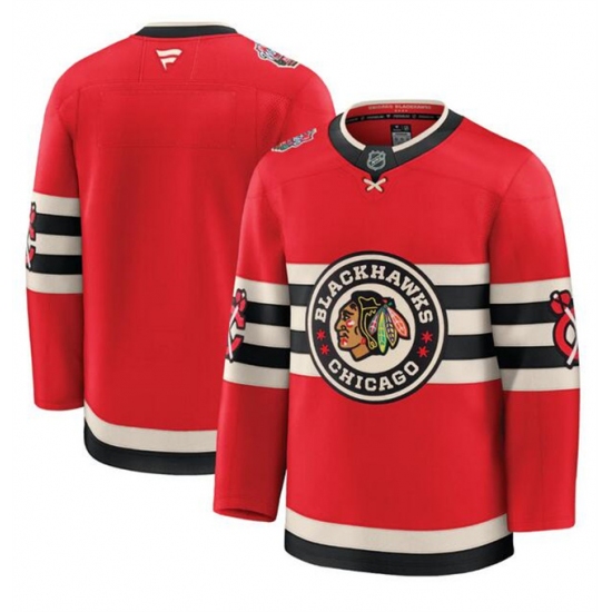 Men's Chicago Blackhawks Blank Red 2024-25 Winter Classic Stitched Hockey Jersey - Ujersey