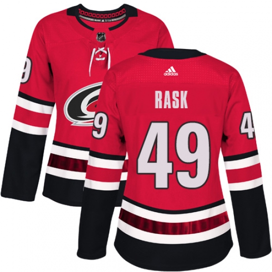 Women's Adidas Carolina Hurricanes #49 Victor Rask Premier Red Home NHL Jersey - Ujersey