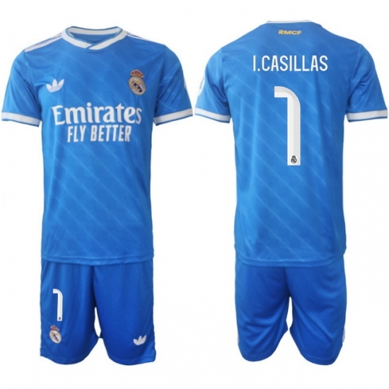Men Real Madrid 2026 Soccer Jerseys Blue #1 I.CASILLAS