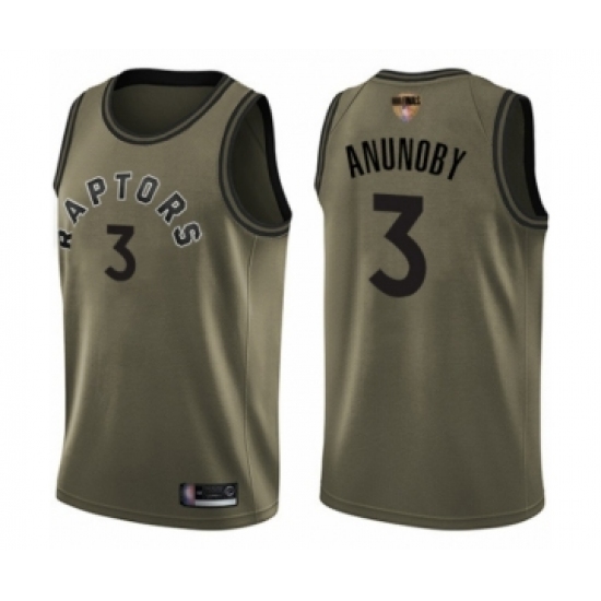 Men's Toronto Raptors #3 OG Anunoby Swingman Green Salute to Service 2019 Basketball Finals Bound Jersey - Ujersey