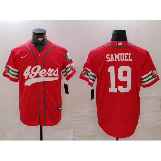 Men's San Francisco 49ers #19 Deebo Samuel Red Mexico Cool Base Stitched Baseball Jersey - Ujersey