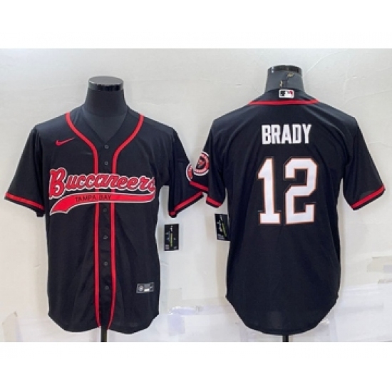 Men's Tampa Bay Buccaneers #12 Tom Brady Black Cool Base Stitched Baseball Jersey - Ujersey