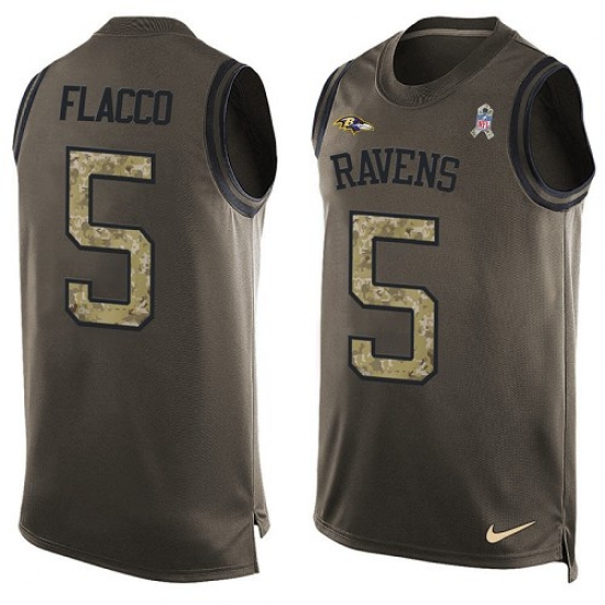 Men's Nike Baltimore Ravens #5 Joe Flacco Limited Green Salute to Service Tank Top NFL Jersey - Ujersey