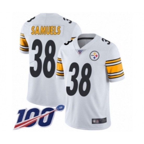 Men's Pittsburgh Steelers #38 Jaylen Samuels White Vapor Untouchable Limited Player 100th Season Football Jersey - Ujersey