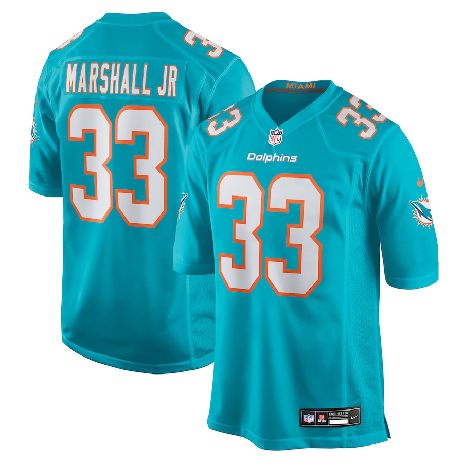 Men's Miami Dolphins Jason Marshall Jr. Nike Aqua Team Game Jersey - Ujersey