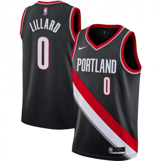 Men's Portland Trail Blazers #0 Damian Lillard Nike Black 2020-21 Swingman Jersey - Ujersey