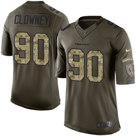 Men's Nike Houston Texans #90 Jadeveon Clowney Elite Green Salute to Service NFL Jersey - Ujersey