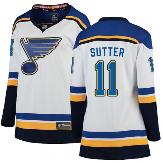 Women's St. Louis Blues #11 Brian Sutter Fanatics Branded White Away Breakaway NHL Jersey - Ujersey