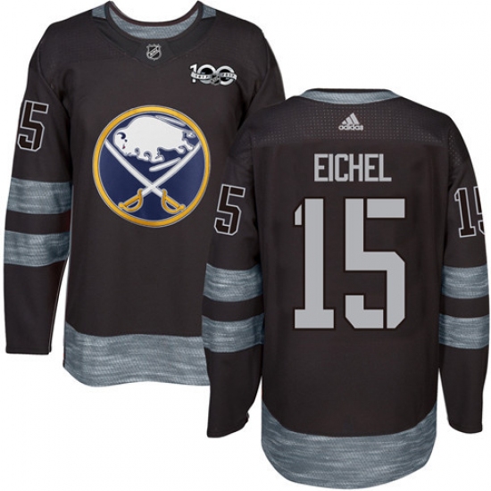Men's Adidas Buffalo Sabres #15 Jack Eichel Authentic Black 1917-2017 100th Anniversary NHL Jersey - Ujersey