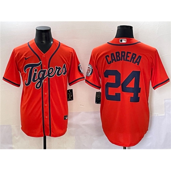 Men's Detroit Tigers #24 Miguel Cabrera Orange With Cool Base Stitched Baseball Jersey - Ujersey