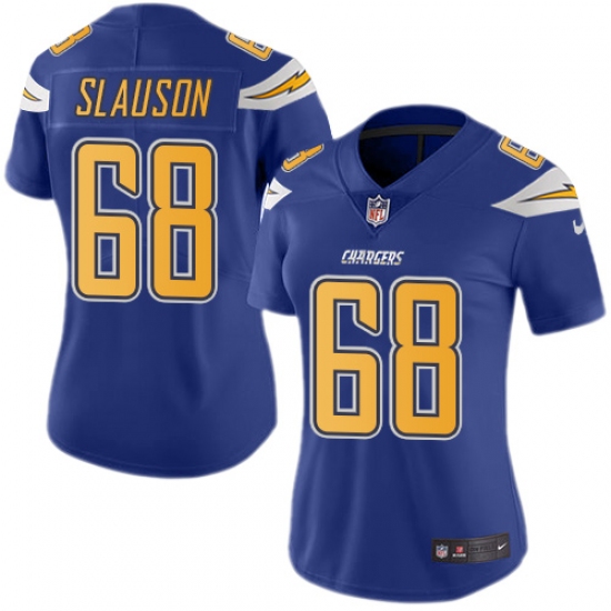 Women's Nike Los Angeles Chargers #68 Matt Slauson Limited Electric Blue Rush Vapor Untouchable NFL Jersey - Ujersey
