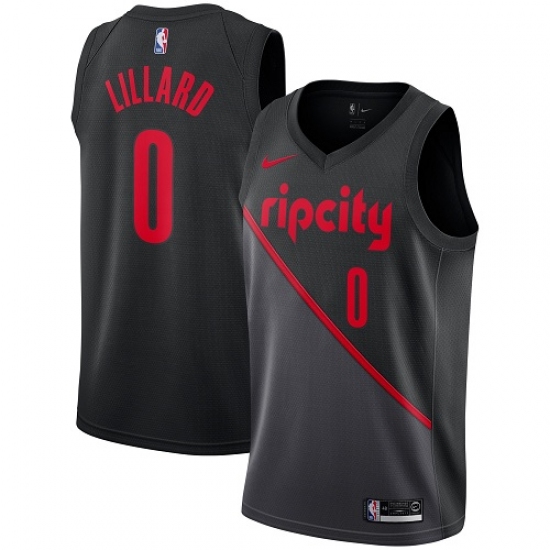 Women's Nike Portland Trail Blazers #0 Damian Lillard Swingman Black NBA Jersey - 2018 19 City Edition - Ujersey