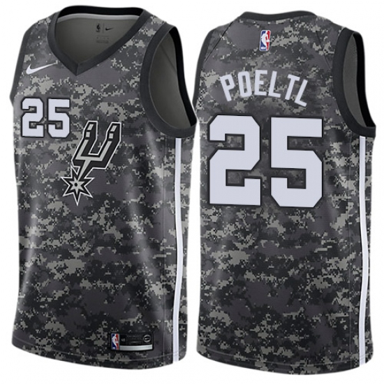 Youth Nike San Antonio Spurs #25 Jakob Poeltl Swingman Camo NBA Jersey - City Edition - Ujersey