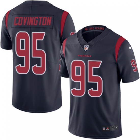 Men's Nike Houston Texans #95 Christian Covington Limited Navy Blue Rush Vapor Untouchable NFL Jersey - Ujersey