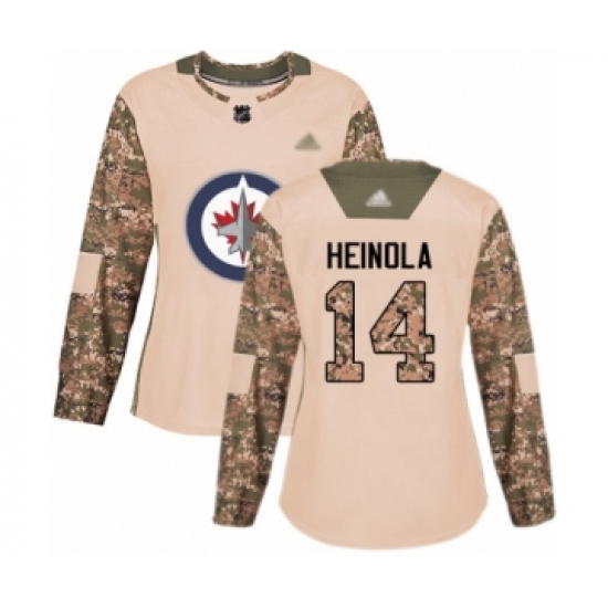 Women's Winnipeg Jets #14 Ville Heinola Authentic Camo Veterans Day Practice Hockey Jersey - Ujersey