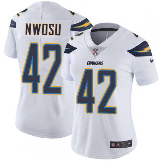 Women's Nike Los Angeles Chargers #42 Uchenna Nwosu White Vapor Untouchable Limited Player NFL Jersey - Ujersey