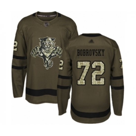 Men's Florida Panthers #72 Sergei Bobrovsky Authentic Green Salute to Service Hockey Jersey - Ujersey